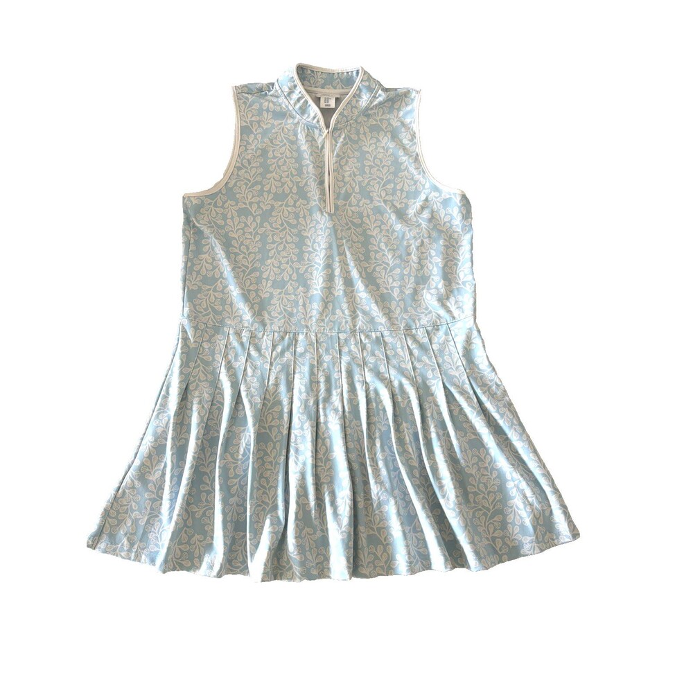 Sigrid Olsen Golf Dress 1/4 Zip Athletic Sz XL Lt Blue White Tenniscore Preppy - Picture 6 of 10